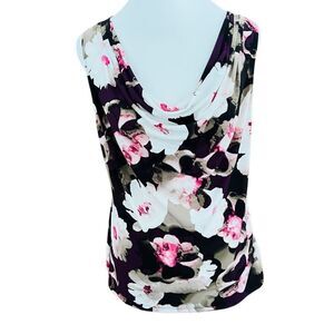 Calvin Klein draped neckline floral sleeveless top size Medium.